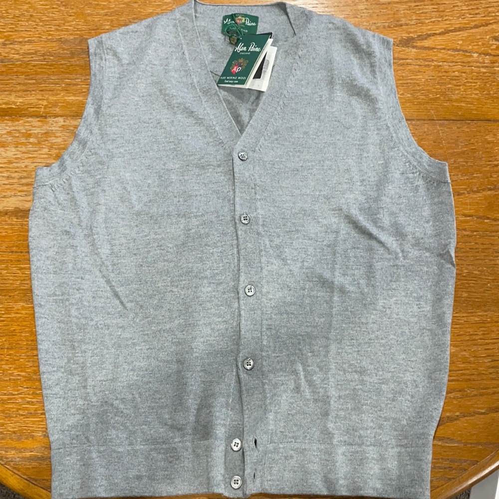Alan Paine Merino Wool V Neck Sweater Vest